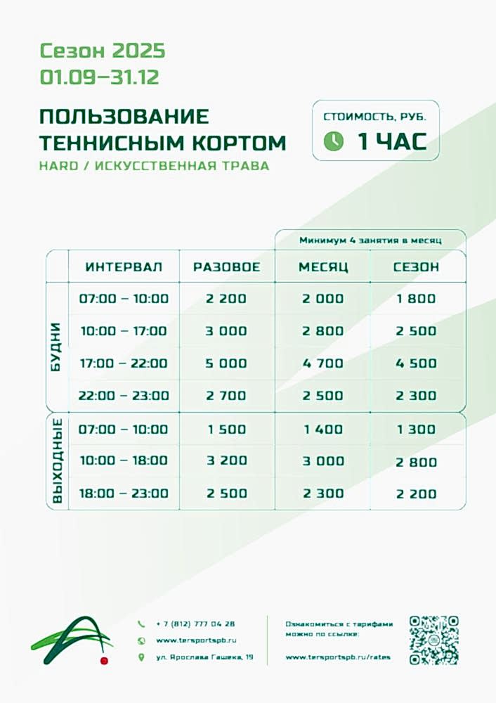 Открыты продажи абонементов на осенний сезон тенниса!